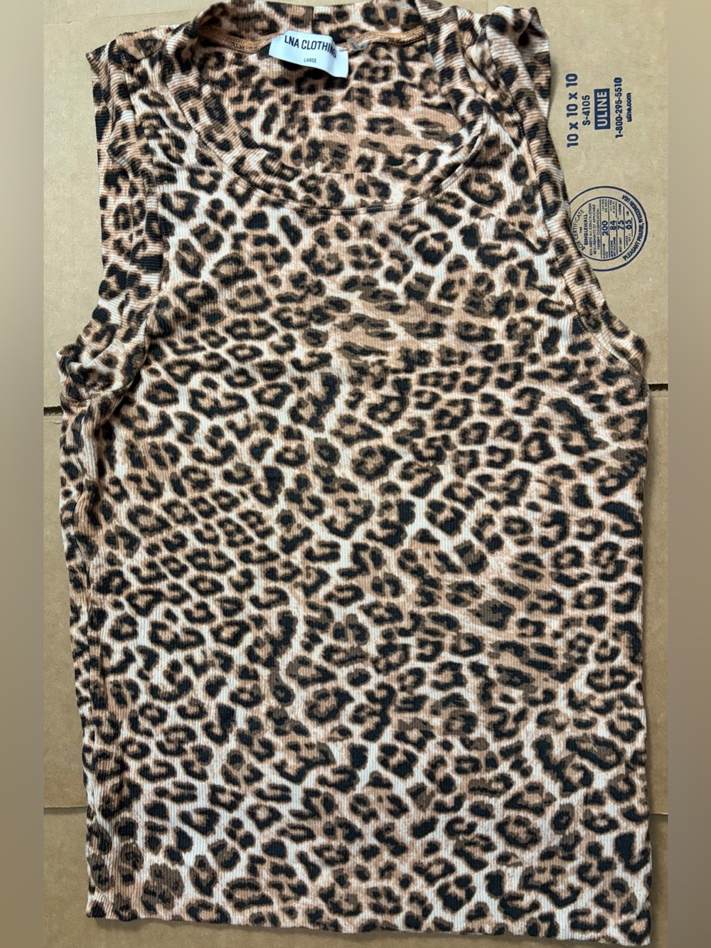 LNA Crewneck Muscle Tank in
Leopard Print, Size L, EUC